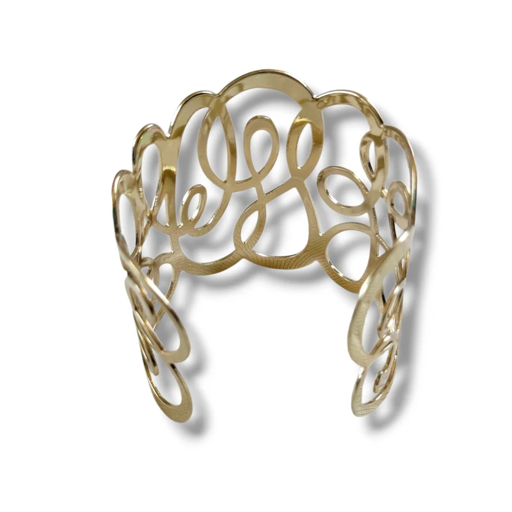 NWOT Elegant Gold Tone Swirl Open Cuff Bracelet - Picture 6 of 7